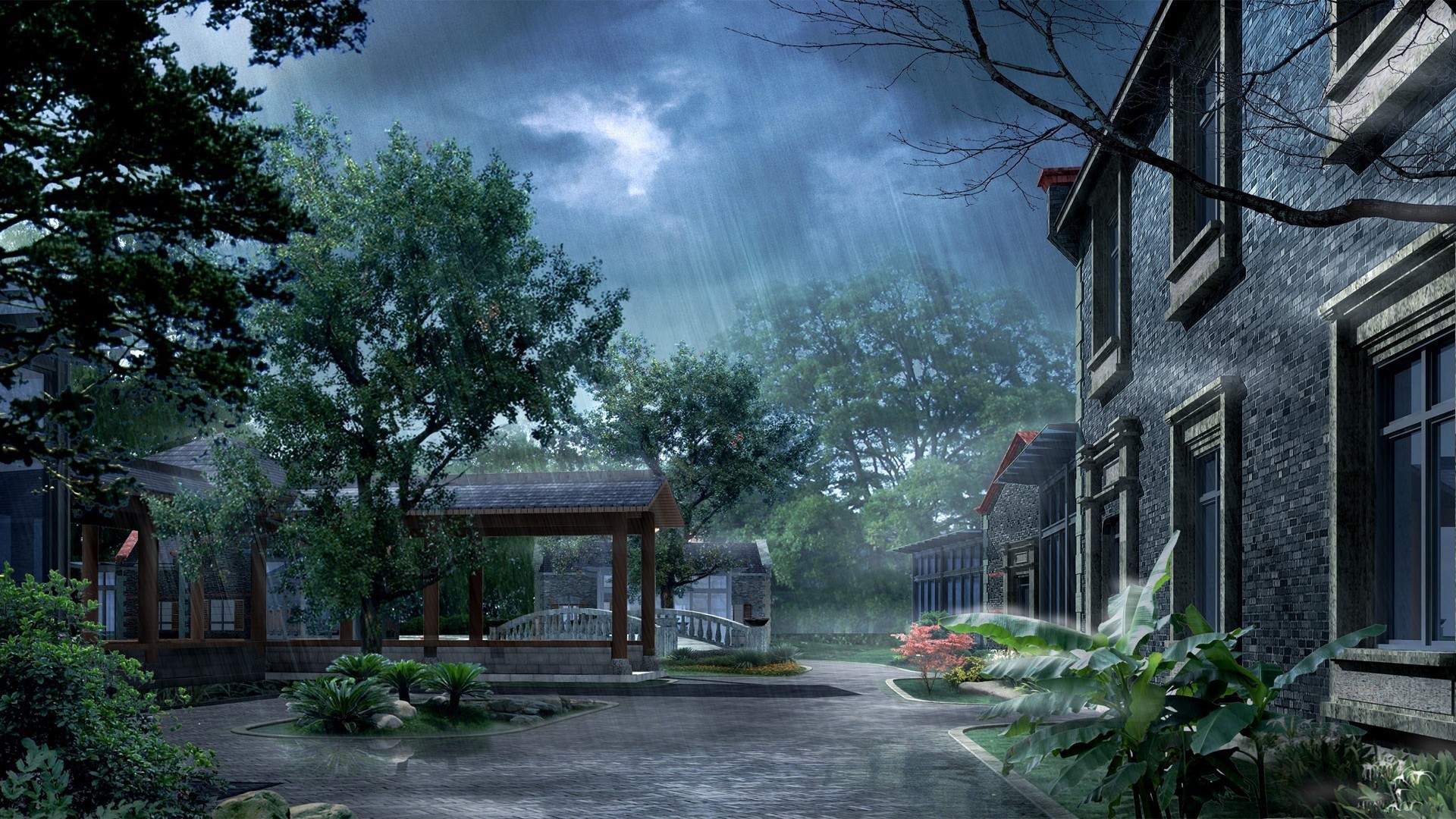rainy season hd wallpaper,nature,sky,house,tree,residential area