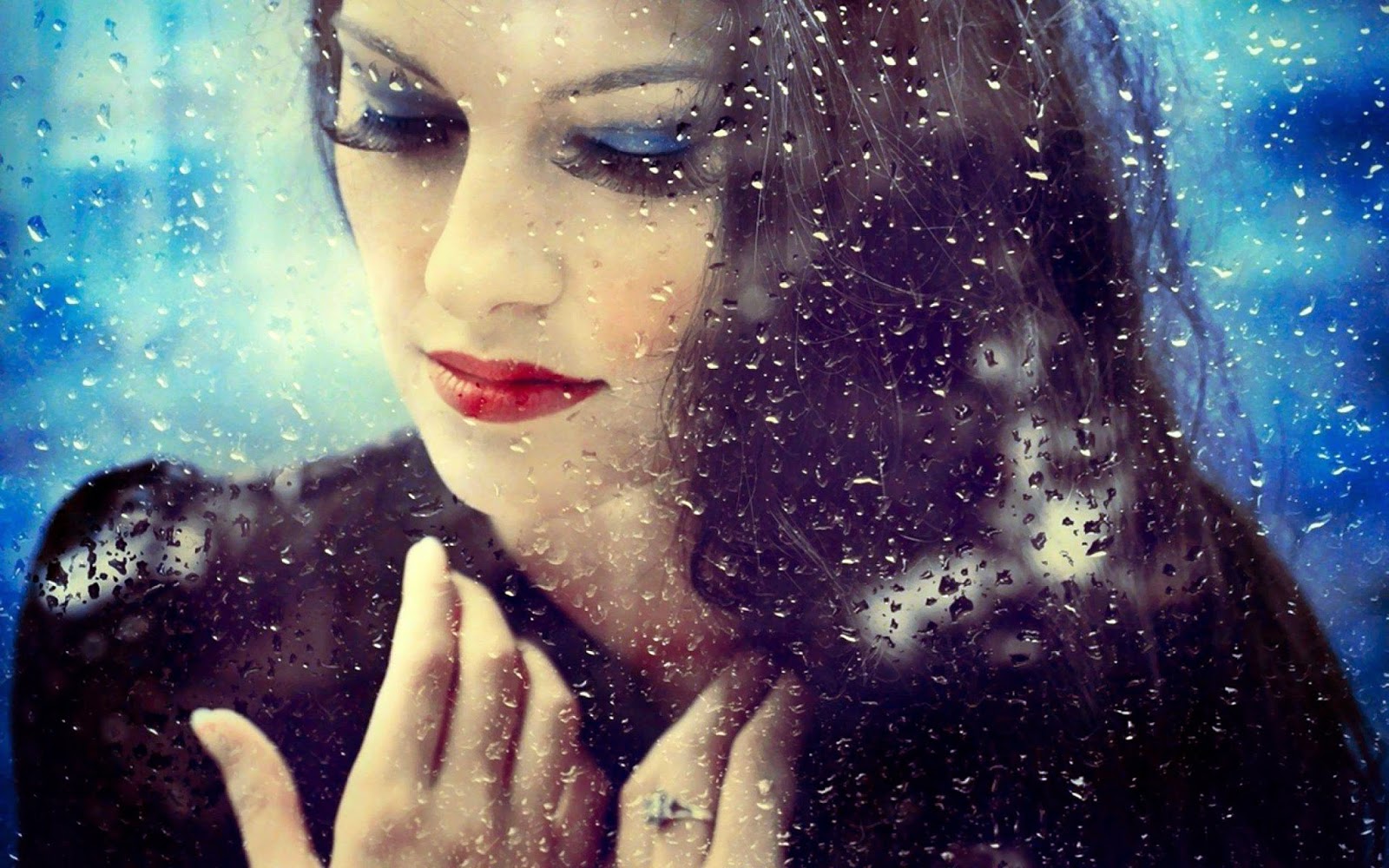 fond d'écran fille sous la pluie,visage,cheveux,ciel,beauté,tête