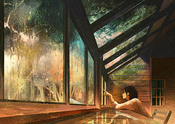 girl in rain wallpaper,tree,sunlight,atmosphere,house,room