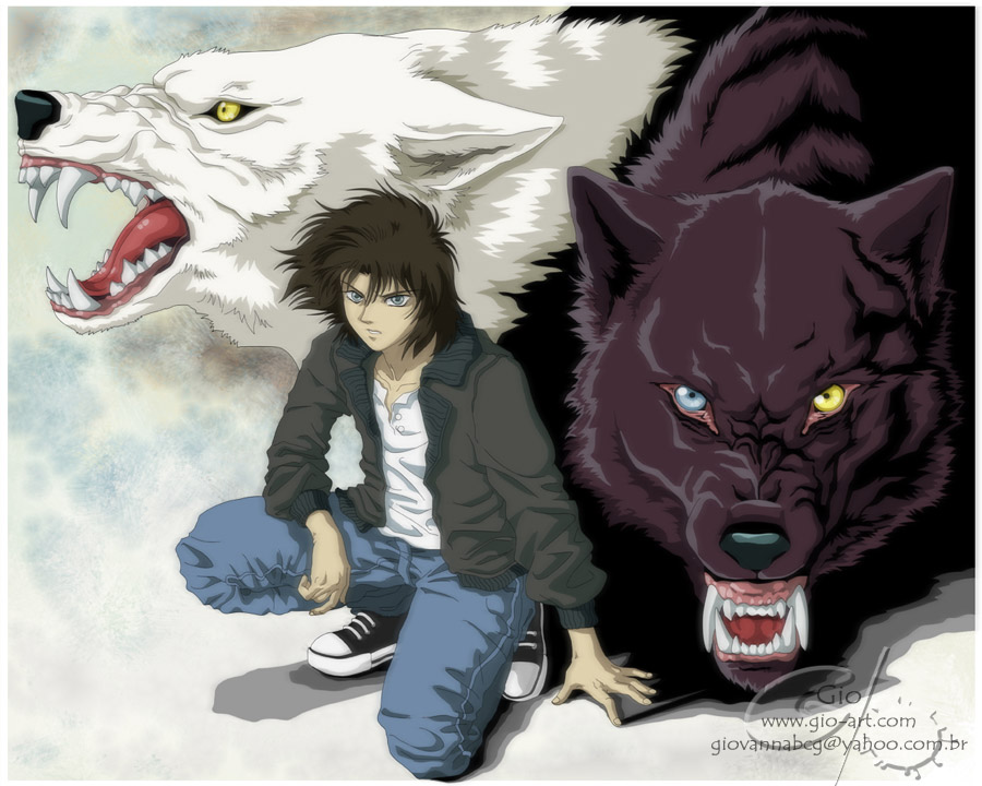 wolf's rain wallpaper,cartoon,werewolf,fictional character,anime,fang