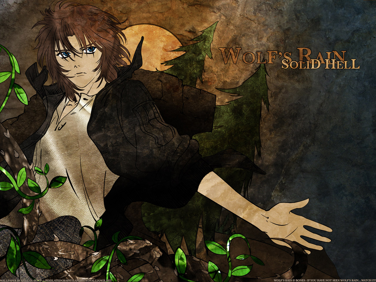 wolf's rain wallpaper,cartoon,fictional character,illustration,anime,art