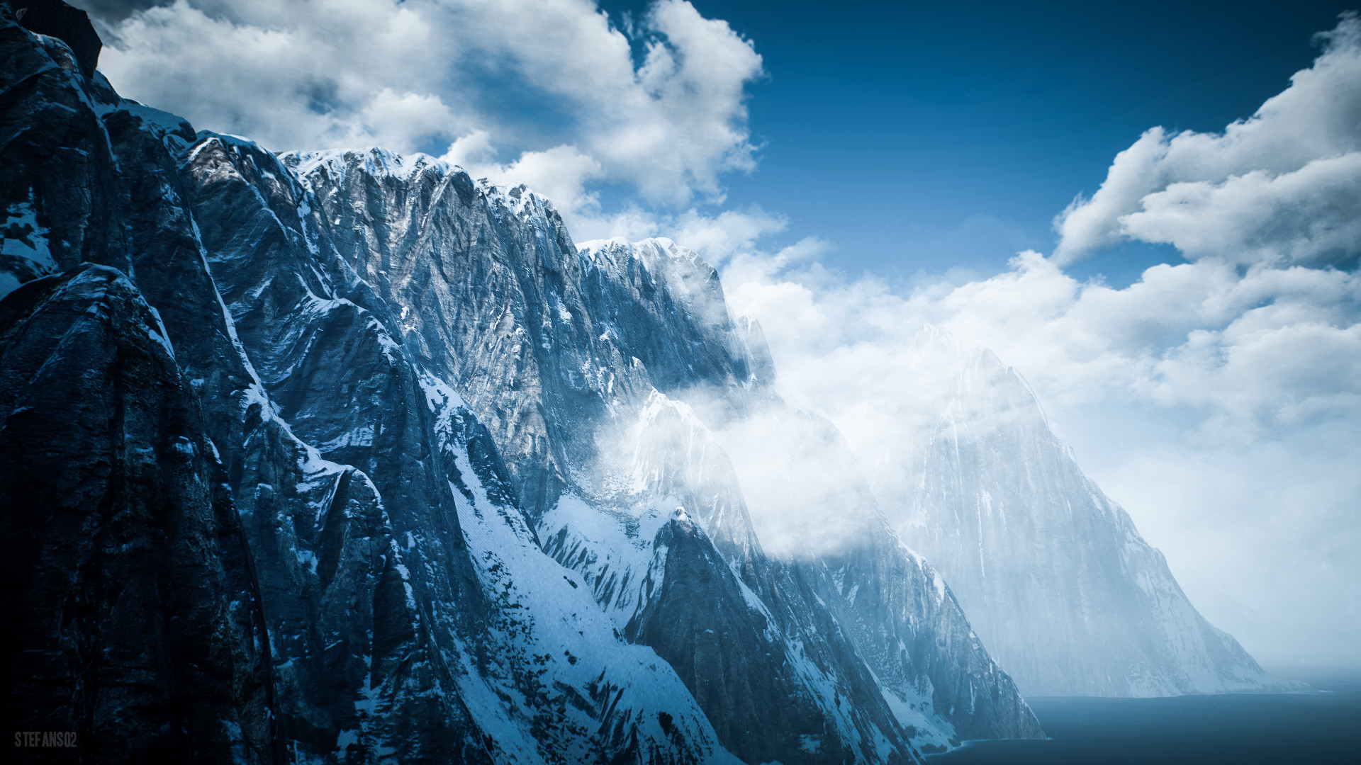 witcher 3 fondo de pantalla animado,montaña,cielo,cordillera,paisaje natural,nube