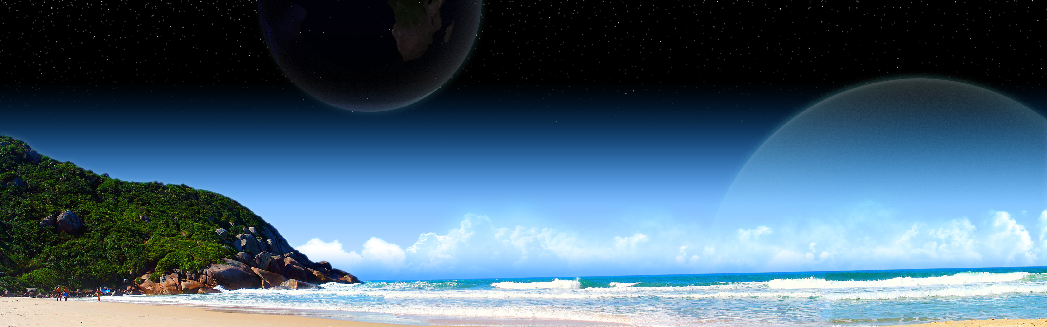 fondo de pantalla 3360x1050,cielo,naturaleza,atmósfera,mar,horizonte