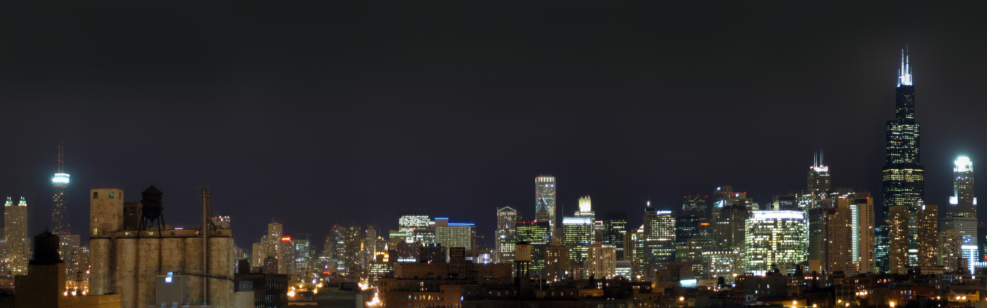 fondo de pantalla 3360x1050,paisaje urbano,ciudad,área metropolitana,noche,horizonte
