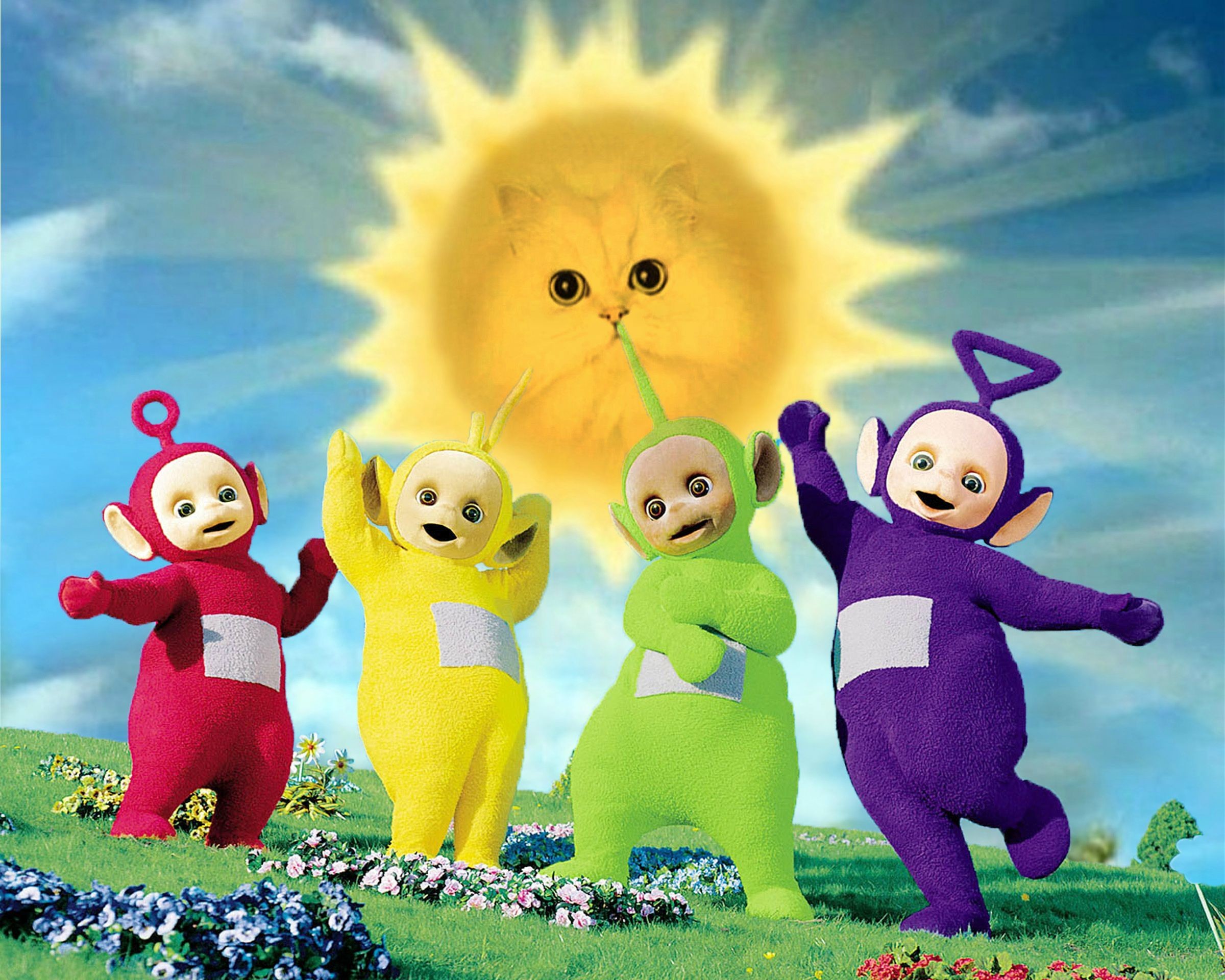 teletubbies wallpaper,animated cartoon,cartoon,friendship,animation,organism