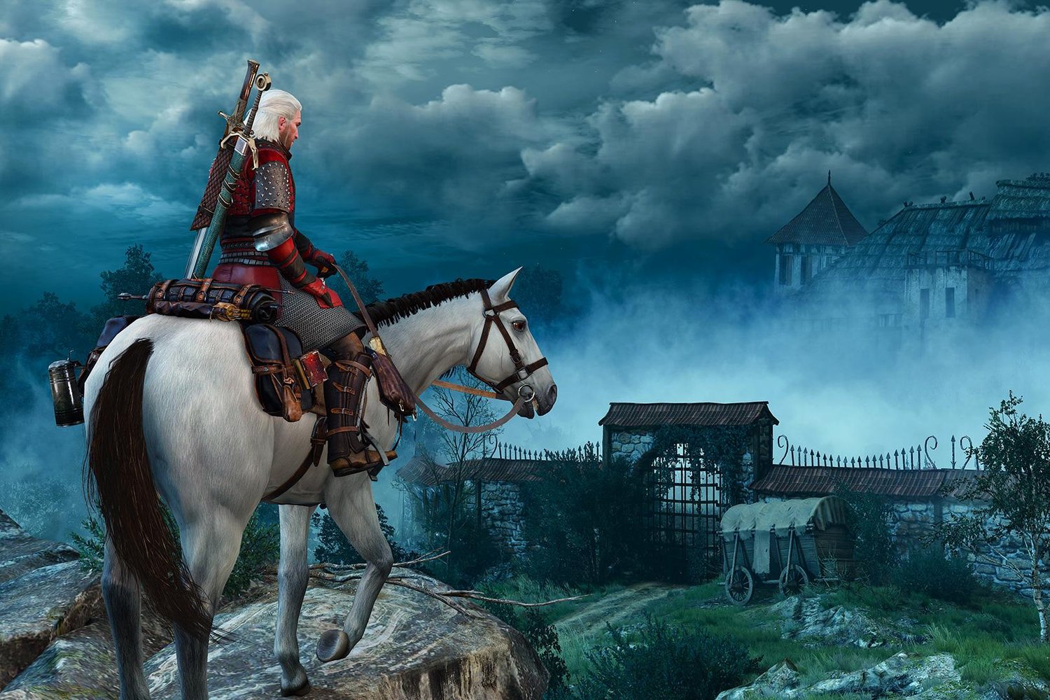 witcher 3 sfondi hd,cavallo,cielo,gioco per pc,immagine dello schermo,giochi