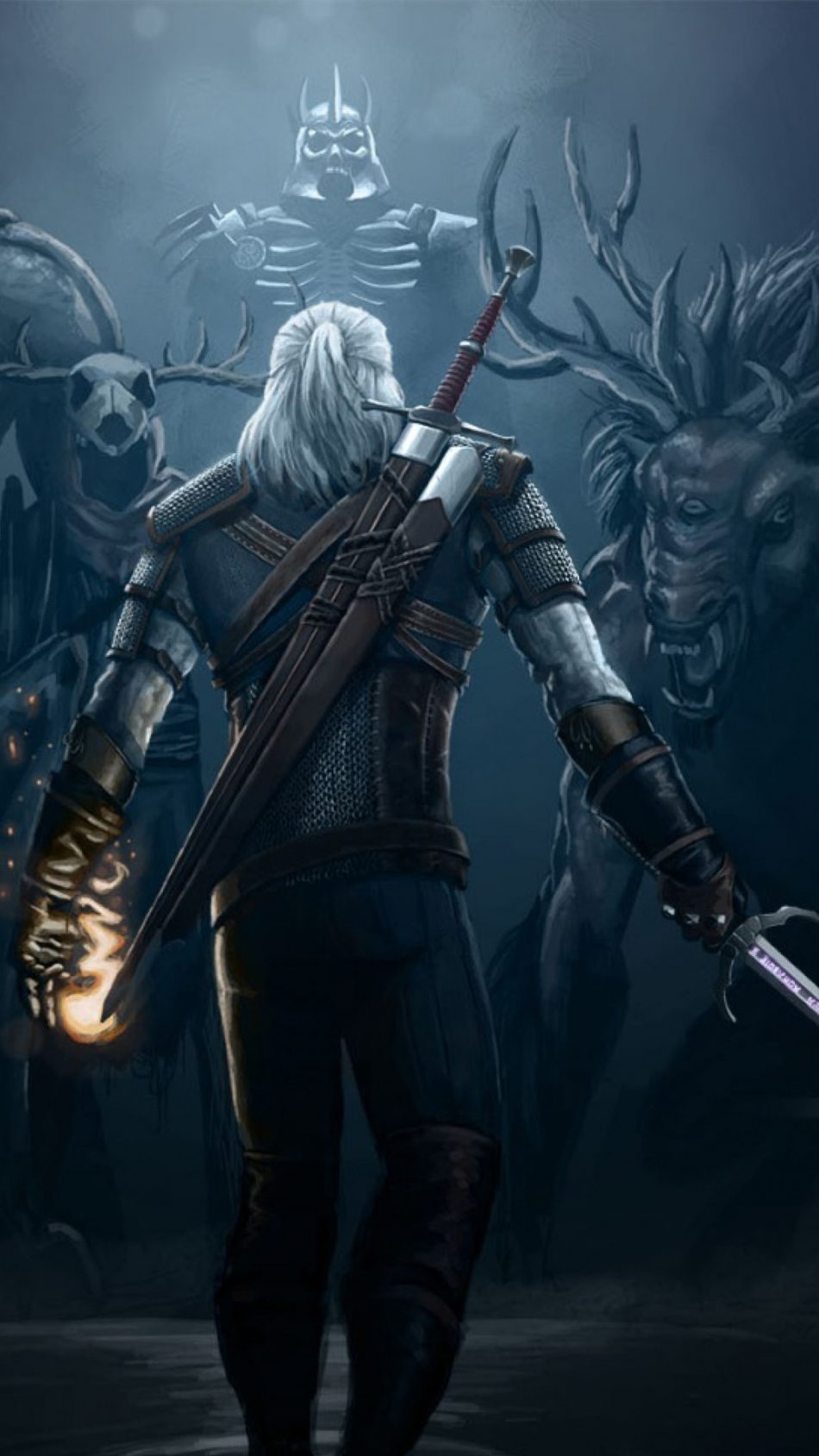 witcher mobile wallpaper,action adventure game,cg artwork,illustration,fictional character,pc game