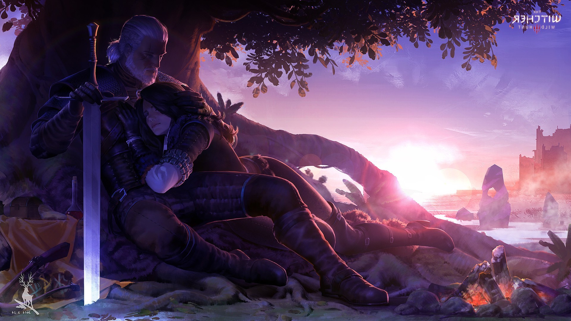 the witcher wallpaper 1920x1080,action adventure game,cg artwork,fictional character,illustration,fiction