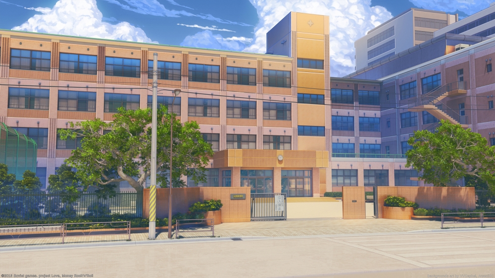 anime school wallpaper,building,property,architecture,real estate,mixed use