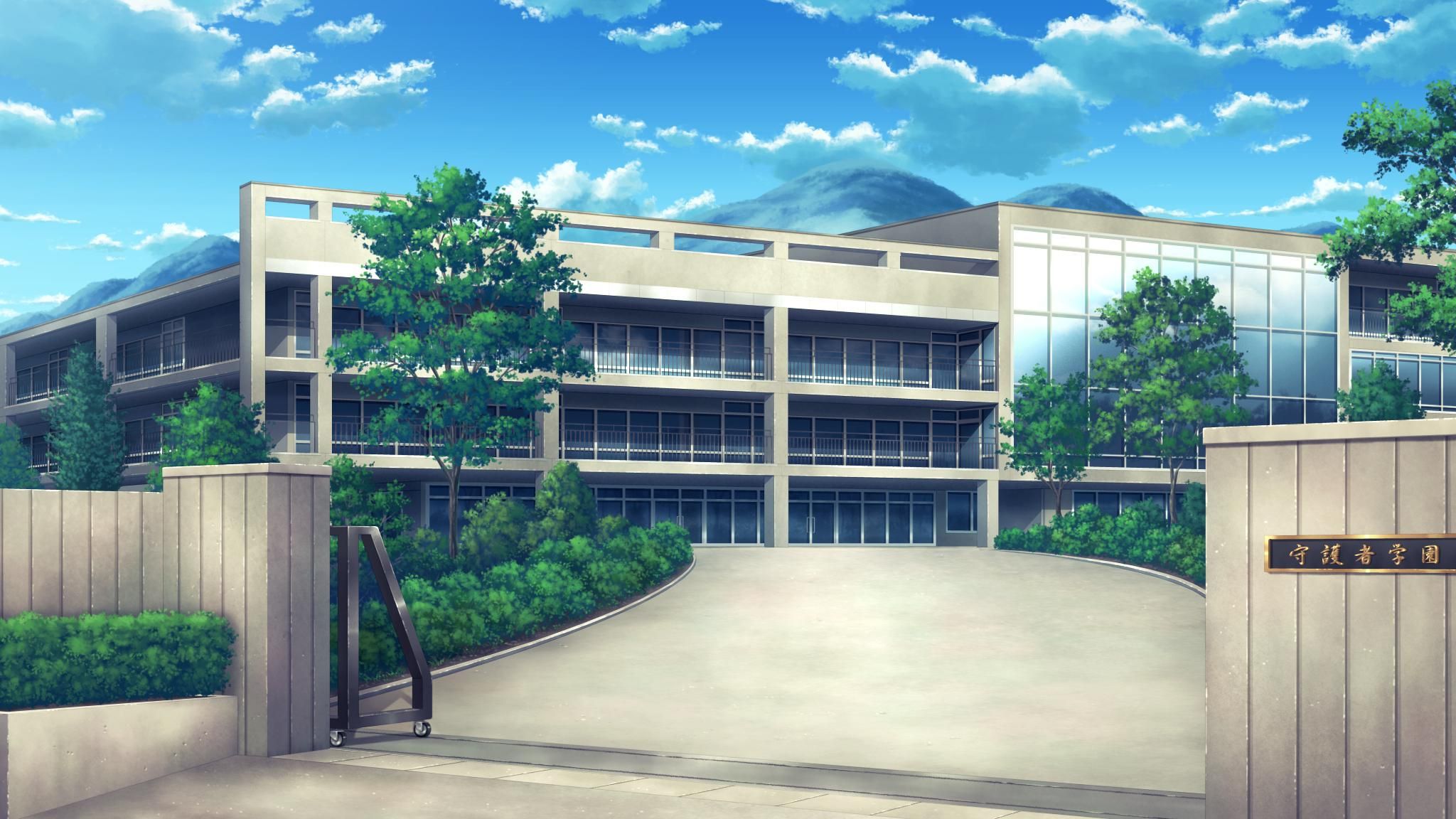 anime school wallpaper,building,property,architecture,real estate,facade