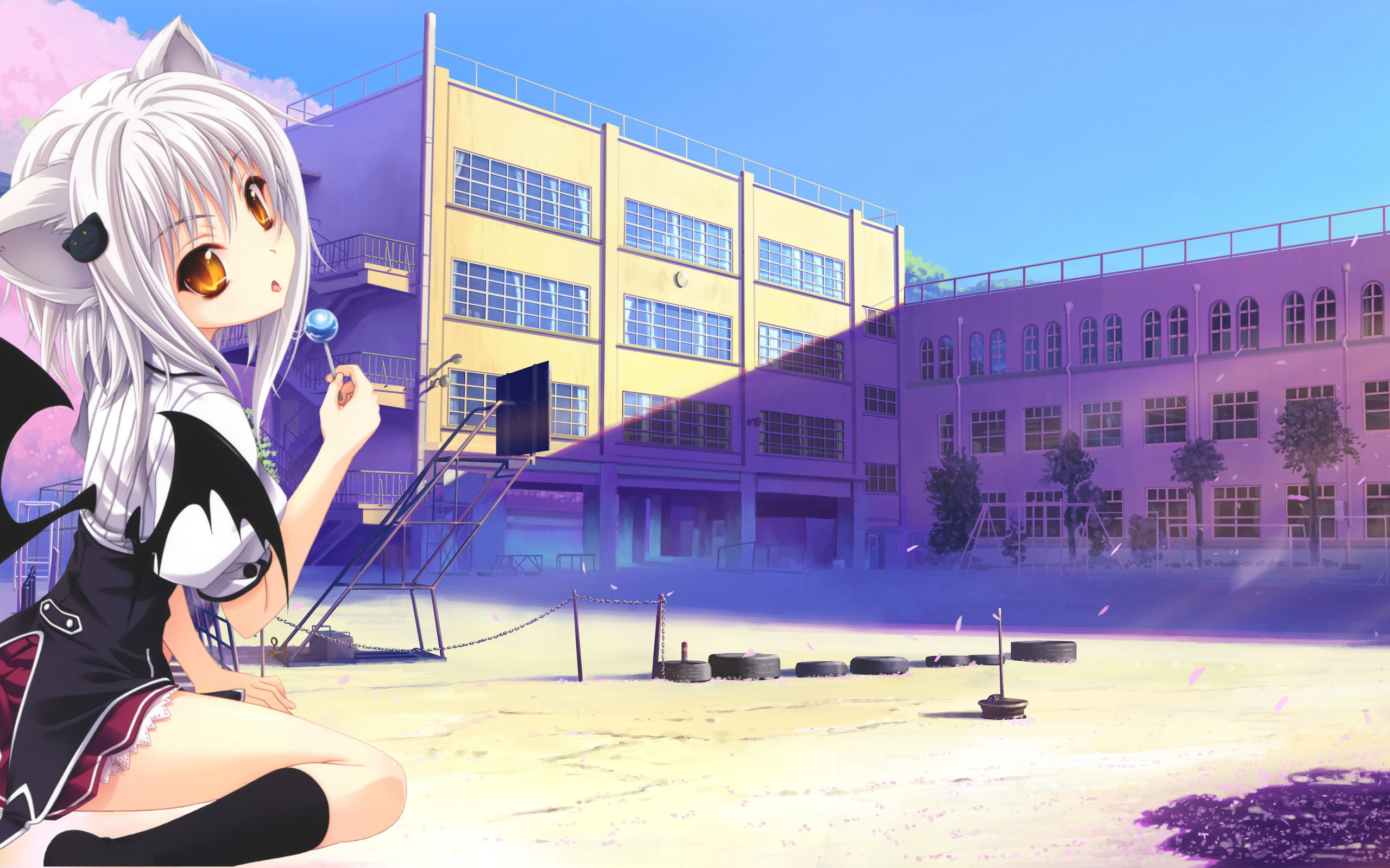 anime school wallpaper,cartoon,anime,long hair,cg artwork,black hair