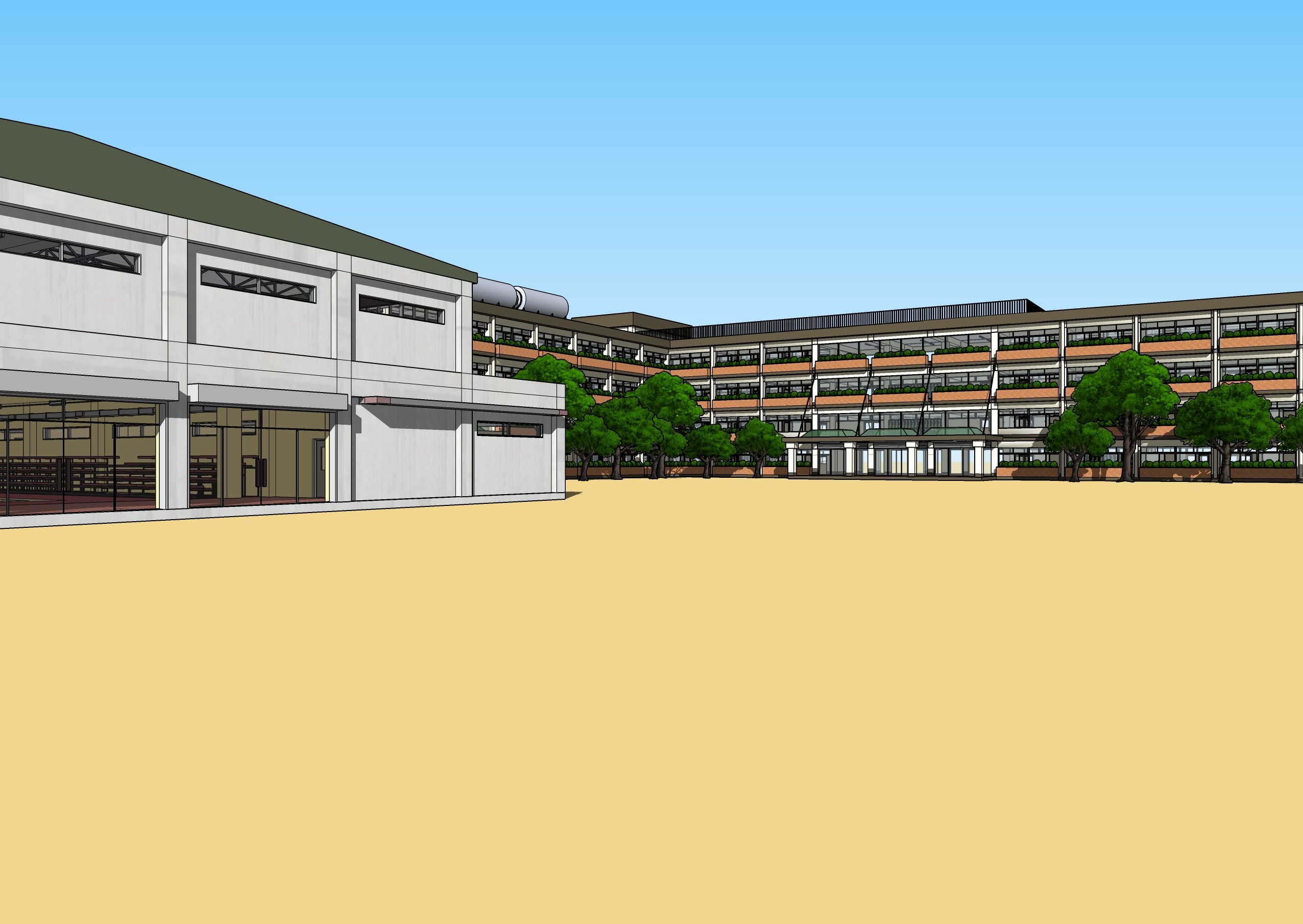 anime school wallpaper,property,building,architecture,residential area,house