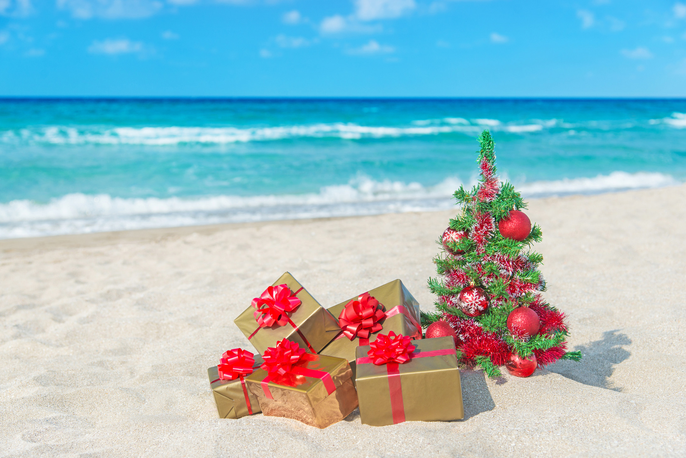 クリスマスビーチの壁紙,クリスマスの飾り,休暇,夏,ビーチ,工場