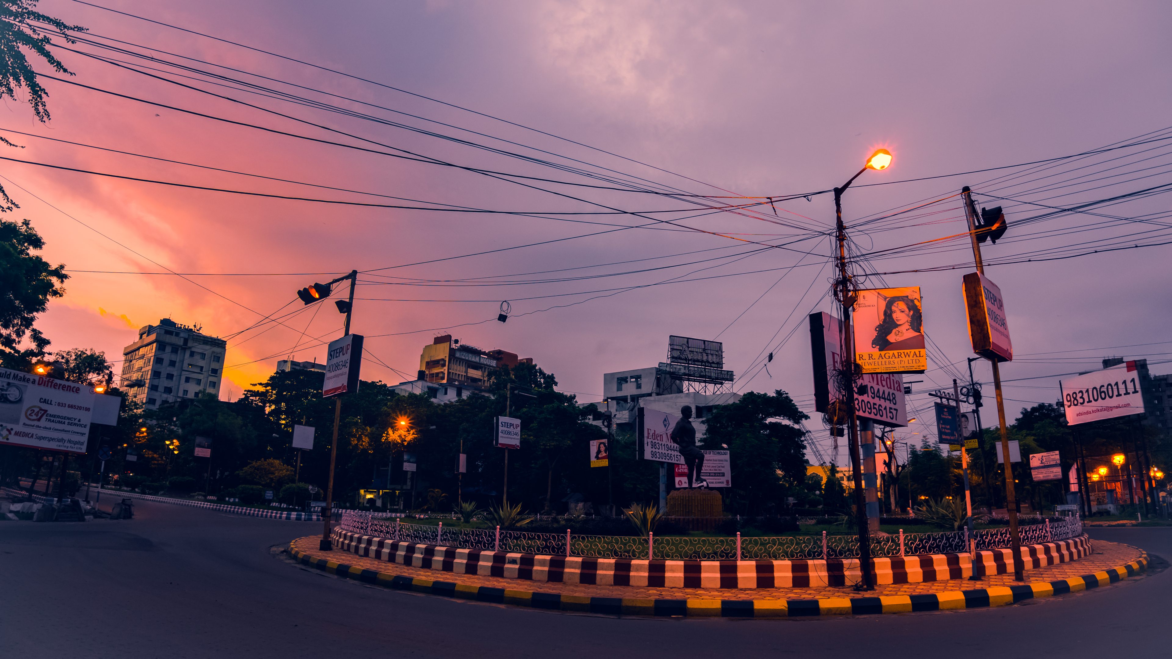 kolkata hd wallpaper,sky,sunset,urban area,evening,dusk