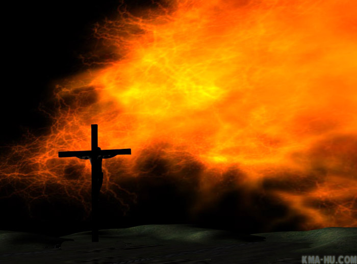papel pintado cristiano 3d,cielo,cruzar,atmósfera,fuego,naranja
