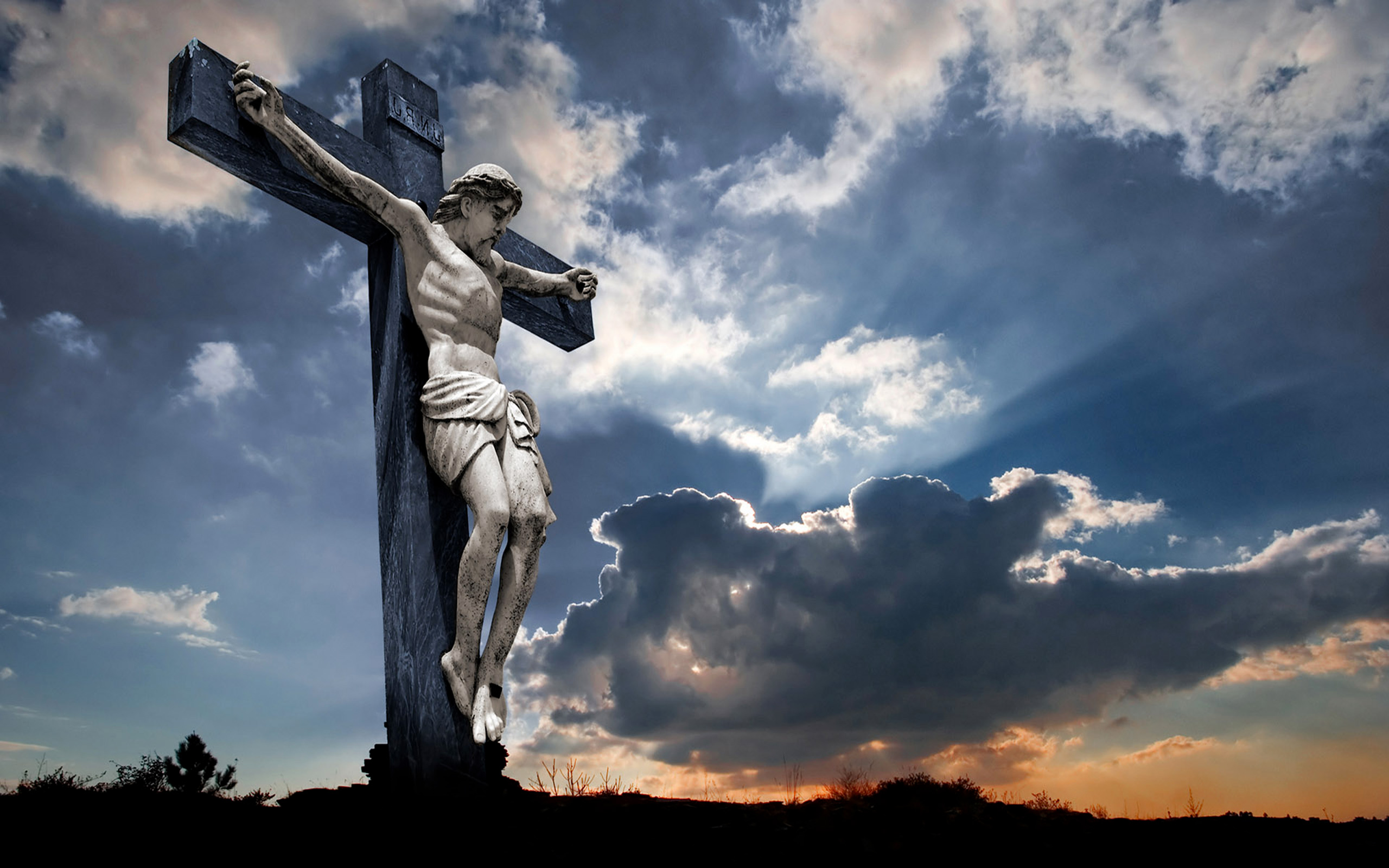 3d christian wallpaper,sky,statue,religious item,cross,landmark