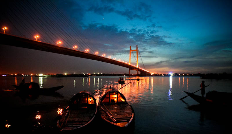 kolkata wallpaper,sky,bridge,night,evening,horizon