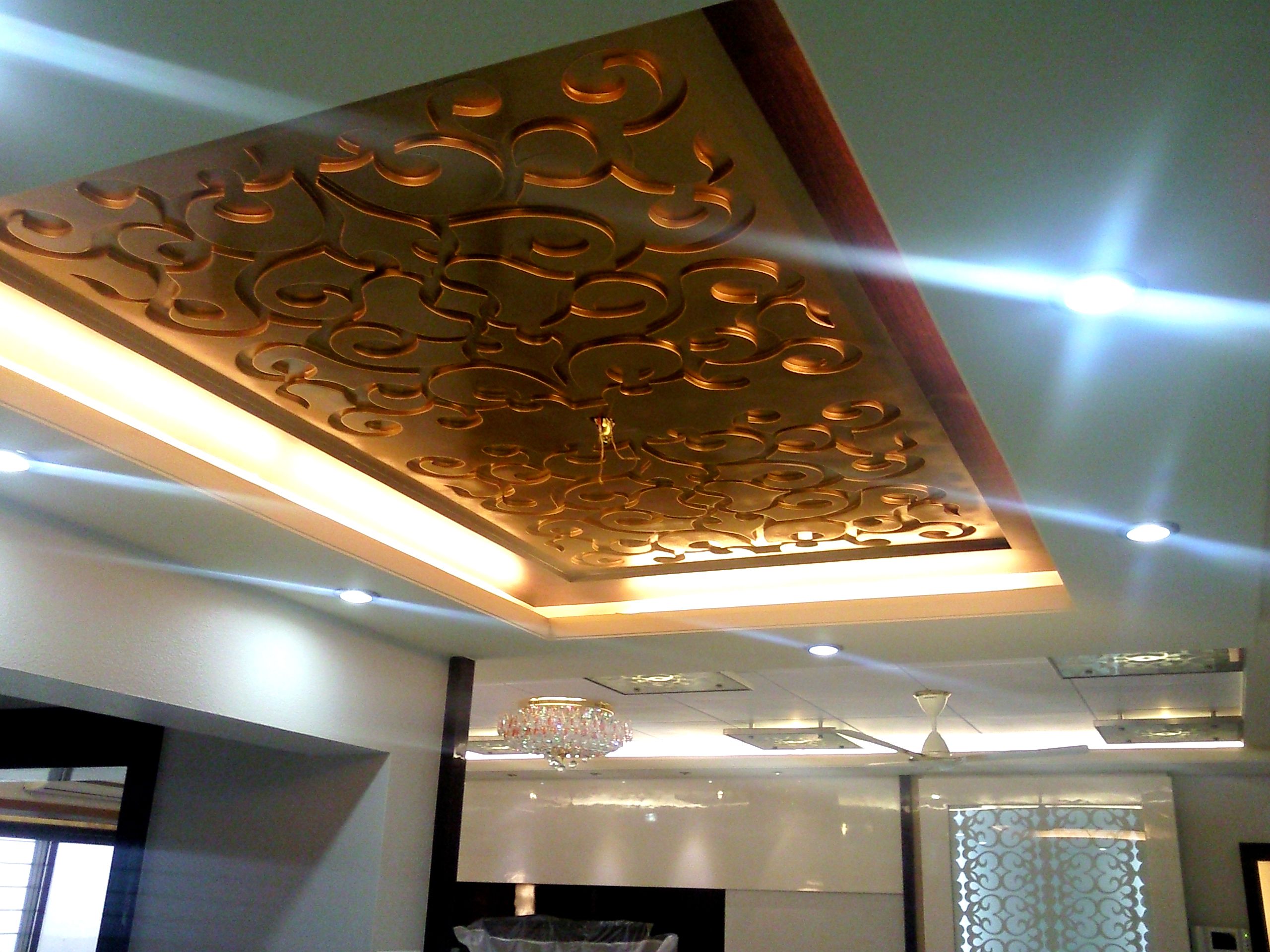 ceiling wallpaper india,ceiling,lighting,under cabinet lighting,plaster,architecture