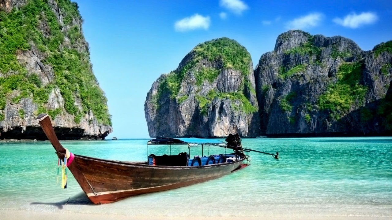 tailandia fondo de pantalla,transporte de agua,cuerpo de agua,naturaleza,paisaje natural,bote de cola larga