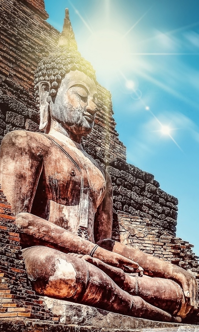 thailand iphone wallpaper,statue,landmark,sky,sculpture,wat