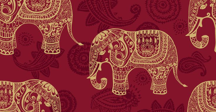 インドの壁の壁紙デザイン,象,インド象,象とマンモス,パターン,モチーフ