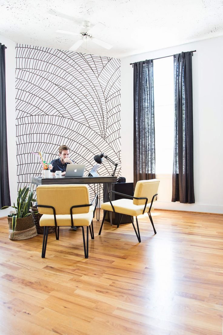 オフィスの壁の壁紙デザイン,床,ウッドフローリング,ルーム,インテリア・デザイン,家具