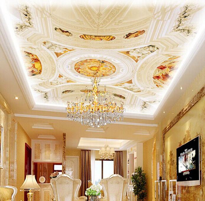 3d wallpaper for hall,ceiling,property,lighting,chandelier,interior design