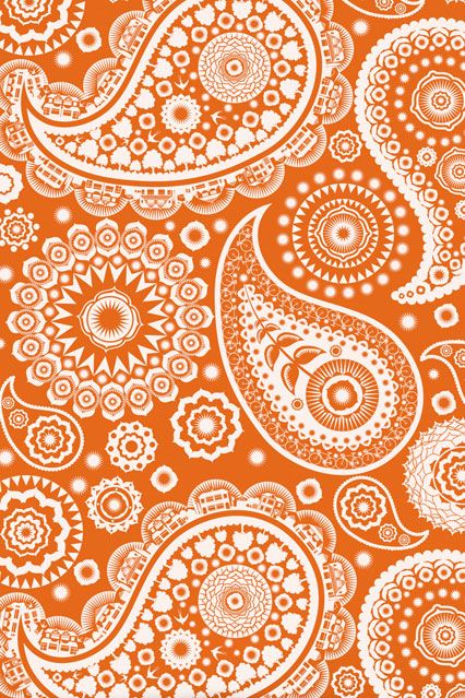 indische mustertapete,muster,orange,paisley,motiv,bildende kunst