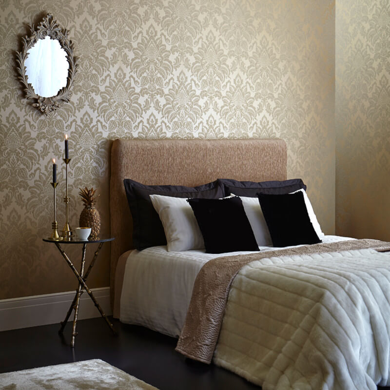 Arthouse Glisten Damask Glitter Wallpaper In Gold Arthouse Glisten