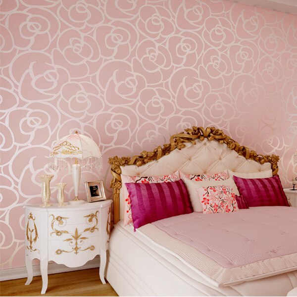 papier peint pour chambre,chambre,rose,mur,meubles,lit