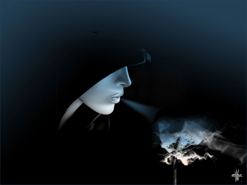 black and white 3d wallpaper,darkness,photography,headgear,smoke,digital compositing