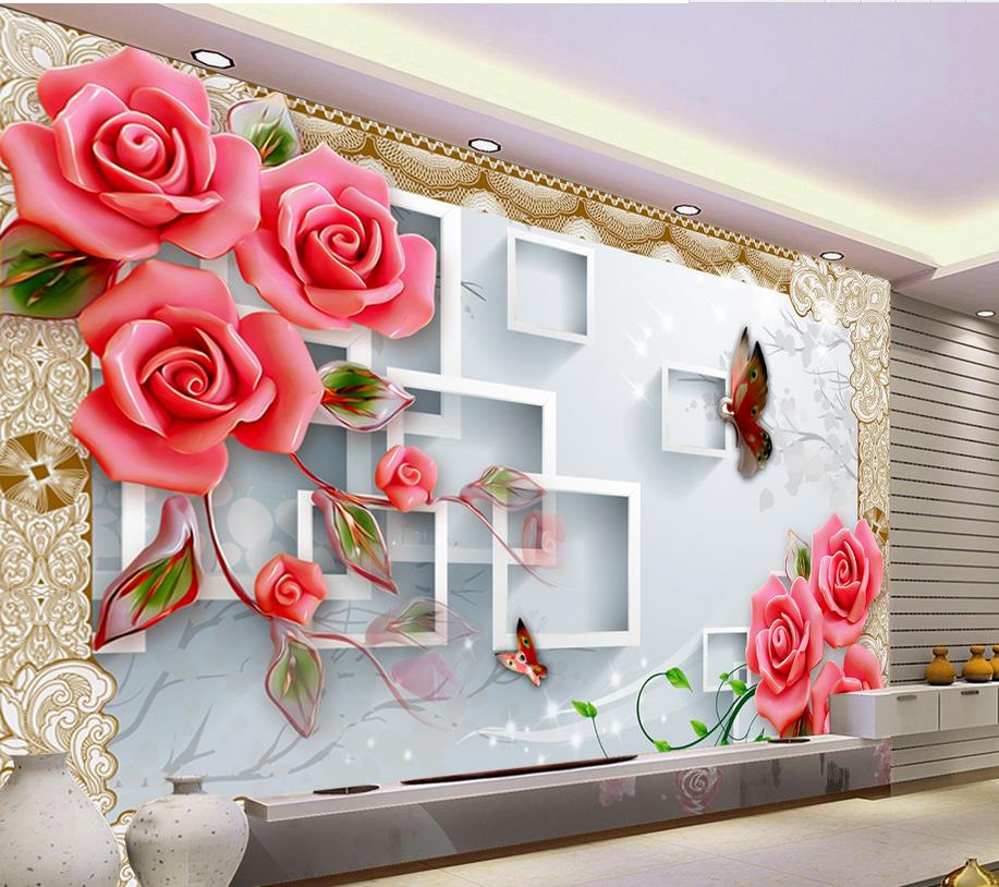 fond d'écran 3d pour la décoration de la maison,mur,rose,fond d'écran,fleur,rose