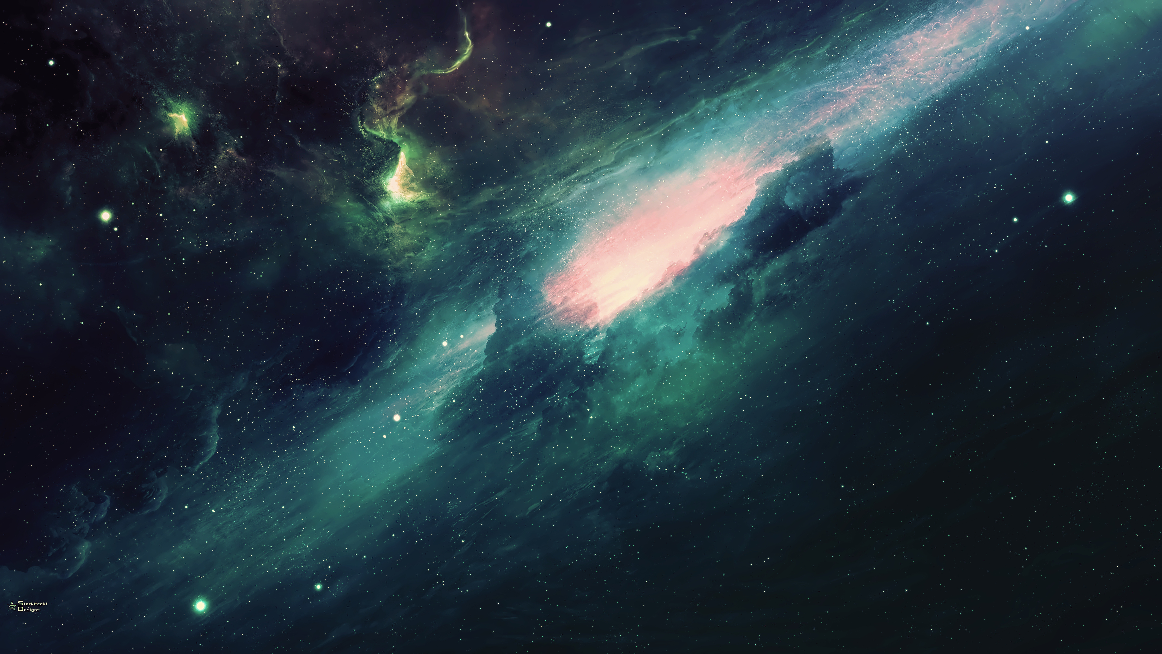 緑の銀河の壁紙,空,宇宙,天体,星雲,雰囲気