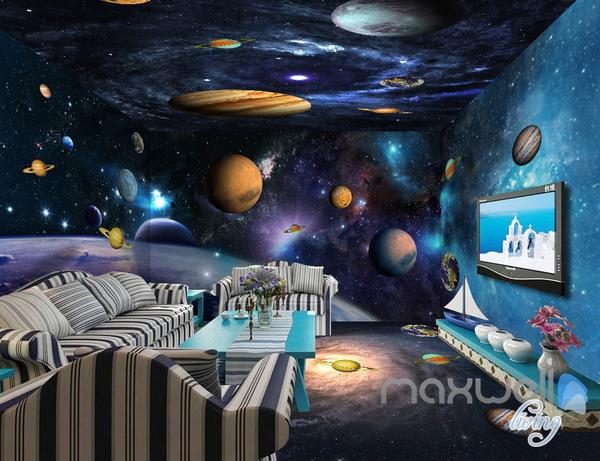 galaxy wallpaper for rooms uk,space,ceiling,mural,room,illustration