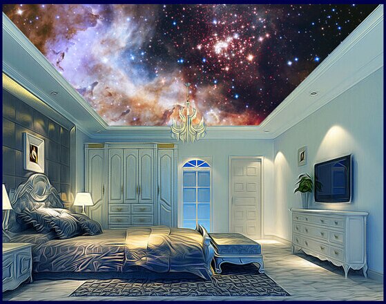 침실 우주 벽지,천장,하늘,방,집,특성