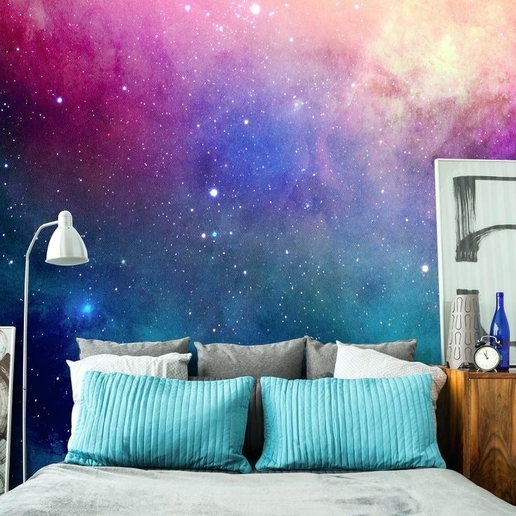 galaxy wallpaper for bedroom walls,sky,wall,wallpaper,room,furniture