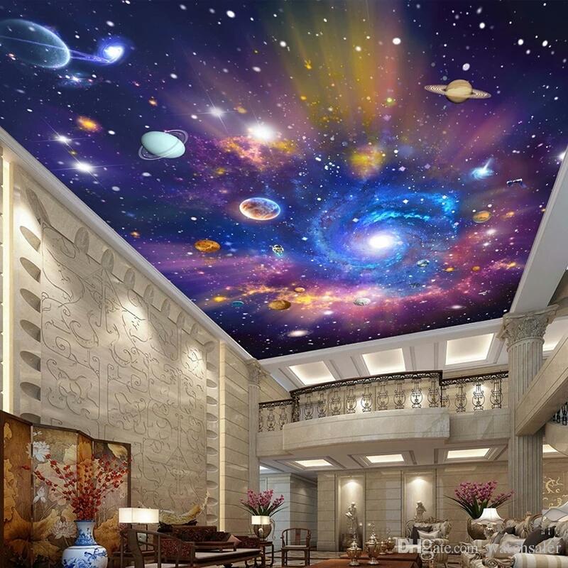 galaxy wallpaper for bedroom walls,ceiling,sky,lighting,space,architecture