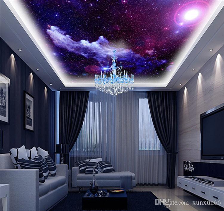 papel pintado galaxy para paredes de dormitorios,techo,diseño de interiores,habitación,pared,púrpura