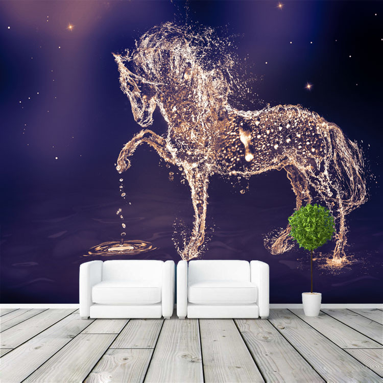 papel pintado galaxy para paredes de dormitorios,cielo,fondo de pantalla,caballo,árbol,personaje de ficción