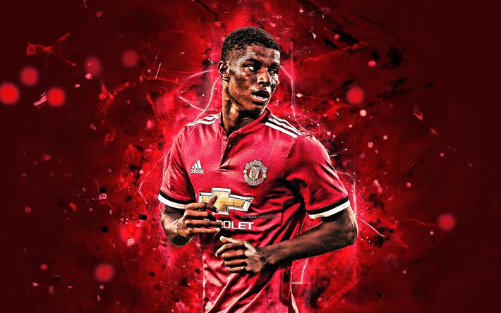 sfondo di marcus rashford,calciatore,rosso,giocatore di calcio,squadra,font