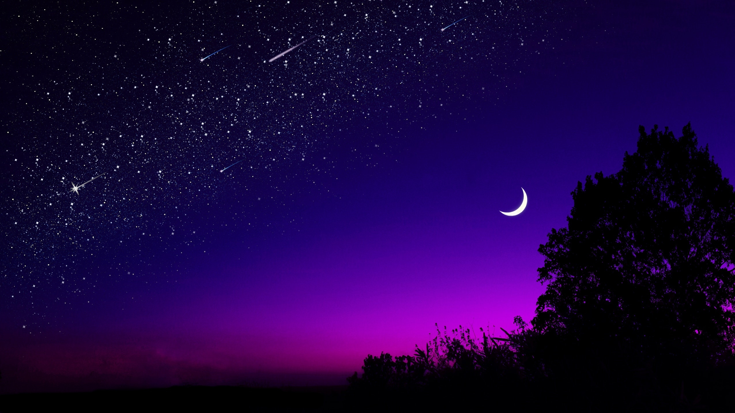 ハーフムーン壁紙,空,三日月,夜,紫の,光