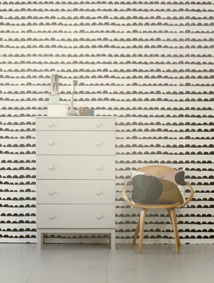 ferm living half moon wallpaper,furniture,wallpaper,tile,wall,chest of drawers