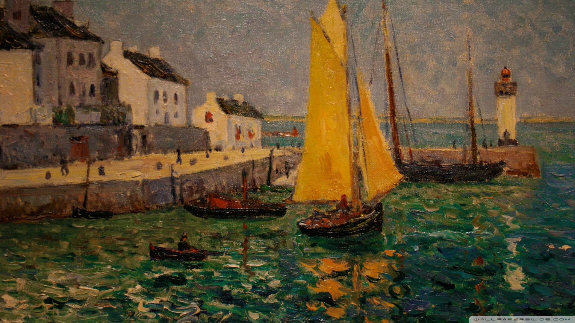 fine art wallpaper hd,painting,boat,vehicle,watercraft,sailboat