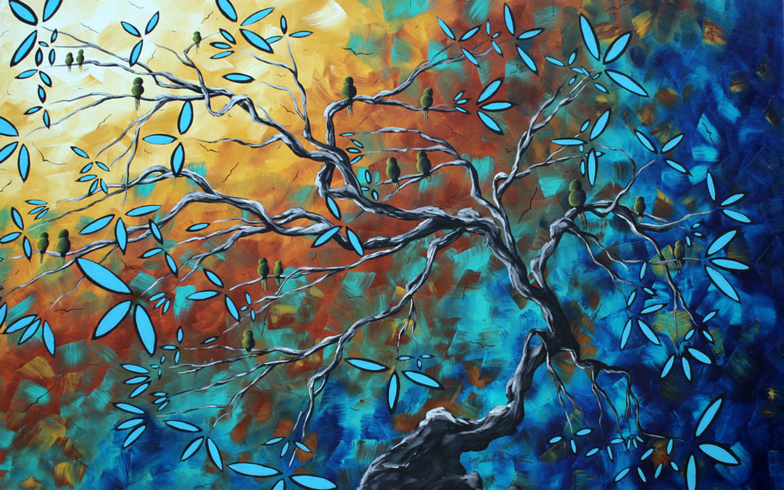 sfondi dipinti di arte moderna,pittura,blu,arte moderna,colori acrilici,albero