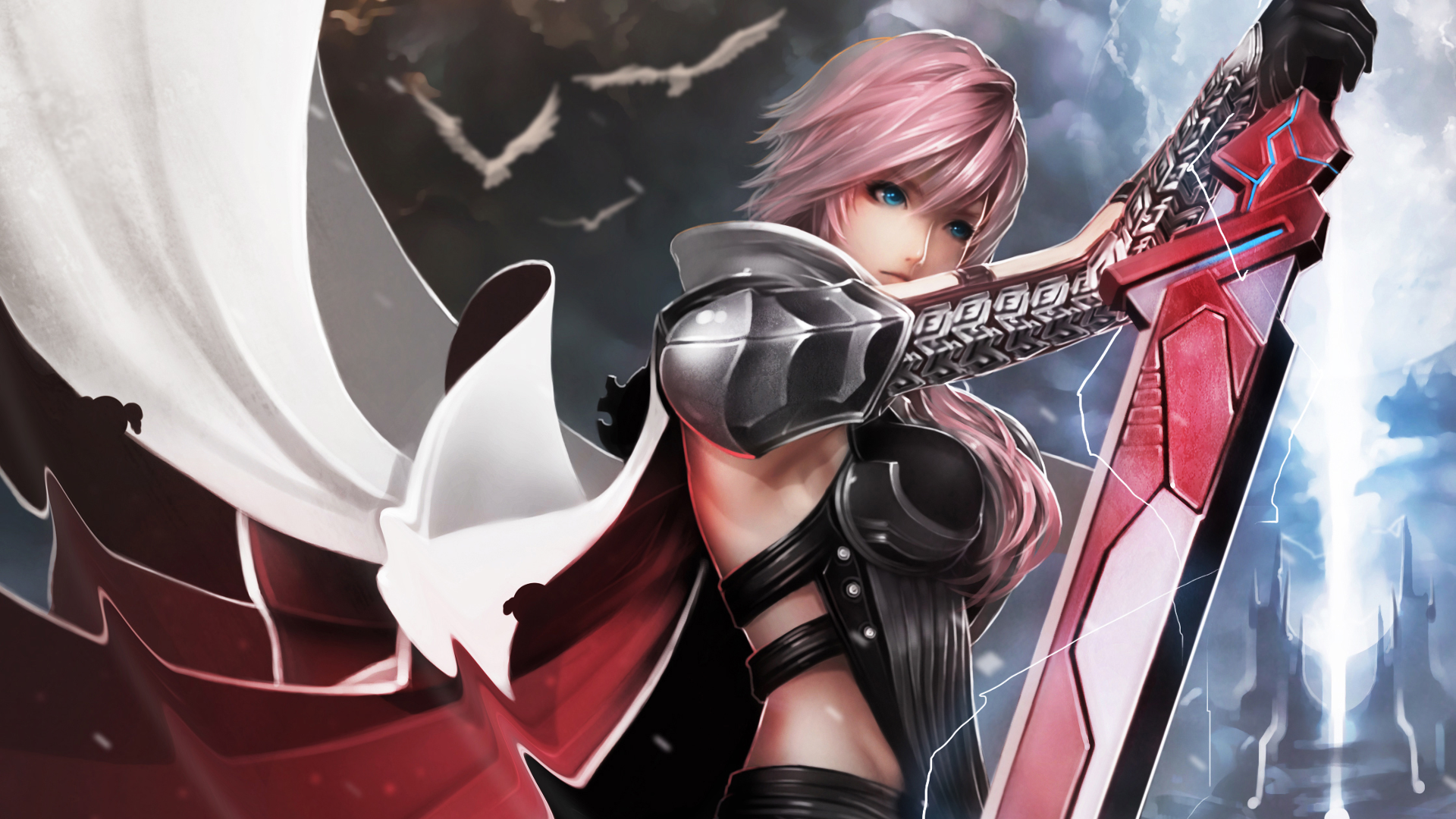 lightning final fantasy wallpaper,cg artwork,cartoon,anime,black hair,games