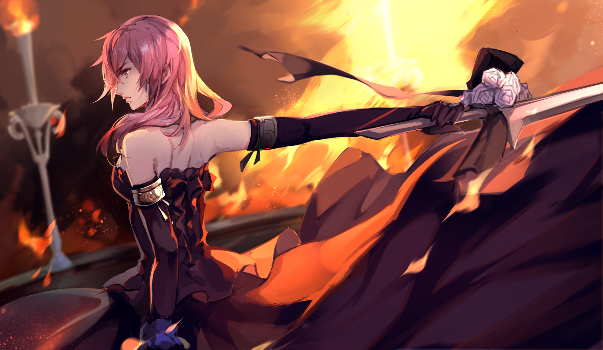 lightning final fantasy wallpaper,cartoon,anime,cg artwork,black hair,fictional character