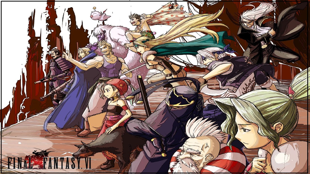 carta da parati final fantasy vi,cartone animato,anime,illustrazione,giochi,finzione