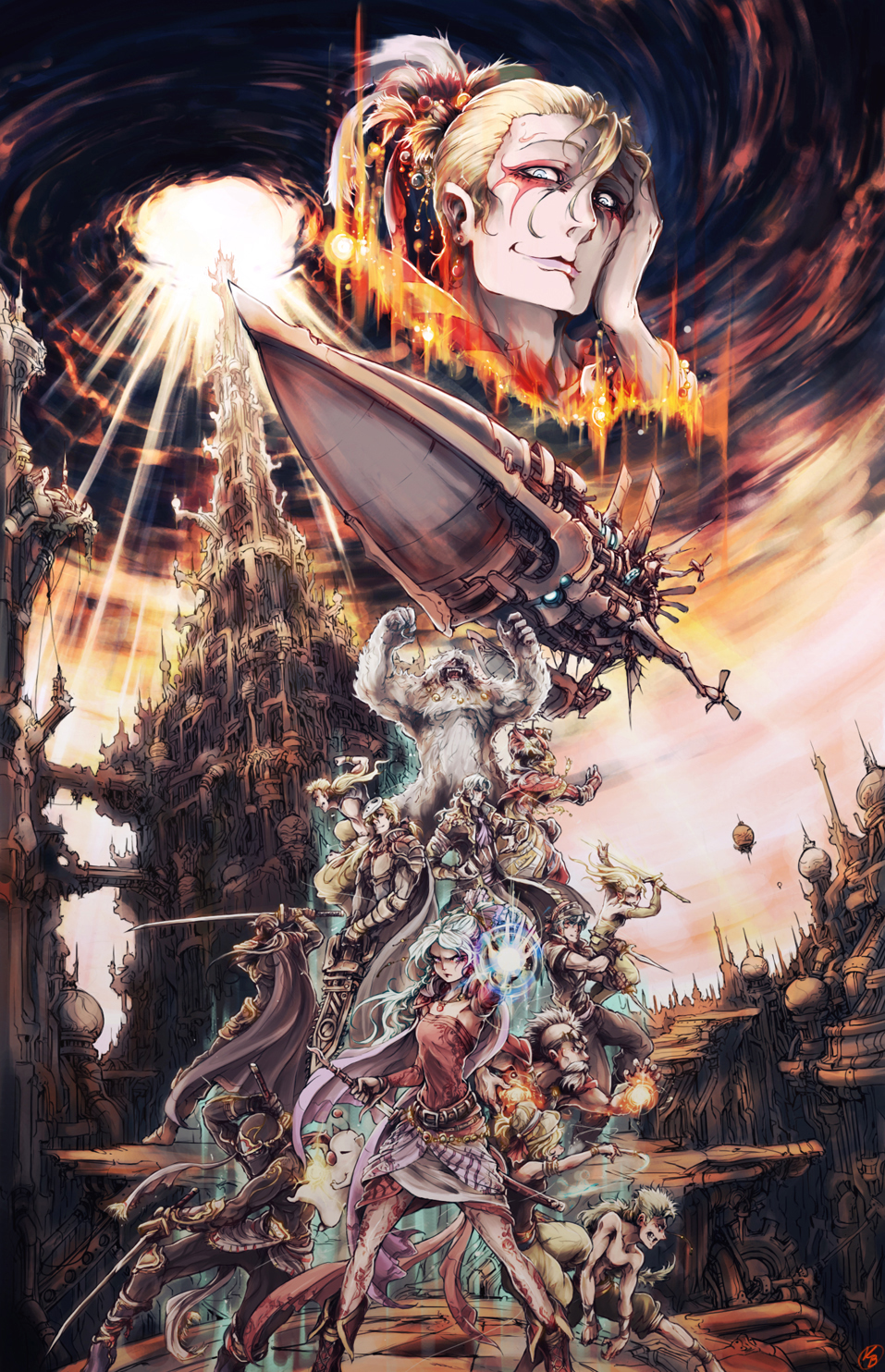 fond d'écran final fantasy vi,oeuvre de cg,illustration,art,personnage fictif,mythologie