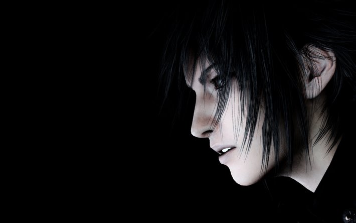 final fantasy 15 fondo de pantalla 4k,cara,cabello,negro,blanco,en blanco y negro