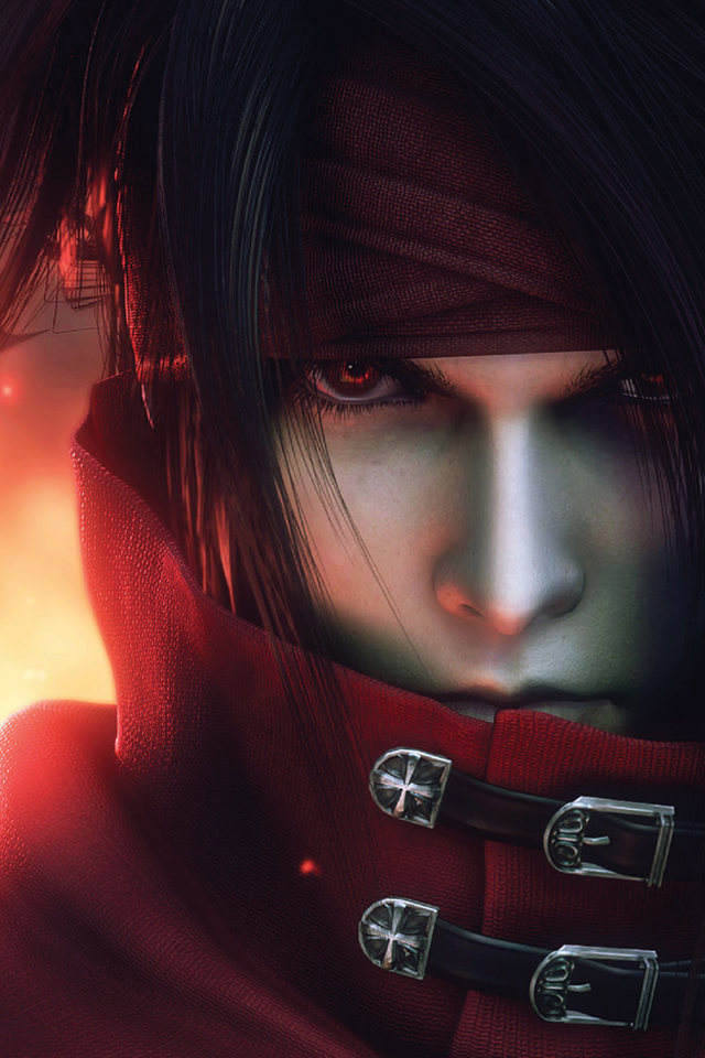 final fantasy iphone wallpaper,face,red,nose,mouth,black hair